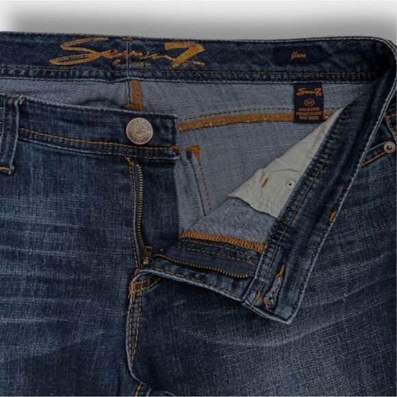 Seven7 Vintage Flare Blue Jeans 9.5 Rise Sz 32 Tall  14 Tall - Picture 6 of 11